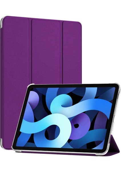 Apple iPad 10.nesil 10.9`` Için Kılıf (A2696-A2757-A2777) Slim Translucent Back Smart Cover Mor [ipad 10.nesil 10.9 ile Uyumlu Kılıf - Mor]