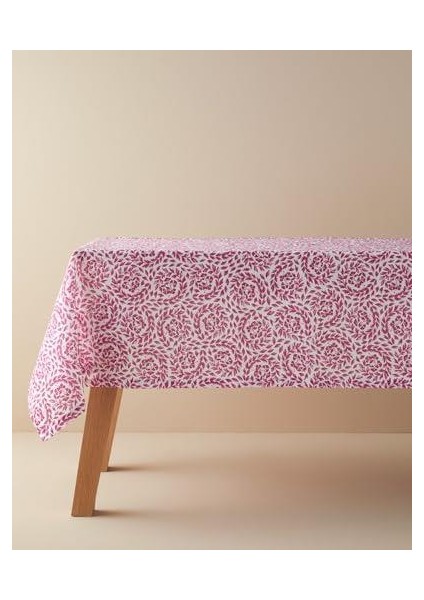 Home Carnival Floral Polyester Masa Örtüsü Fuşya
