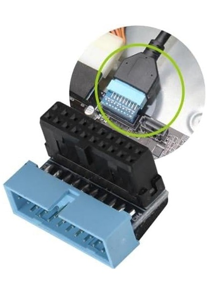 USB 3.0 19 20 Pin Dişi Erkek 90 Derece Yön Değiştirme Uzatma Adaptörü 2 Adet 4976