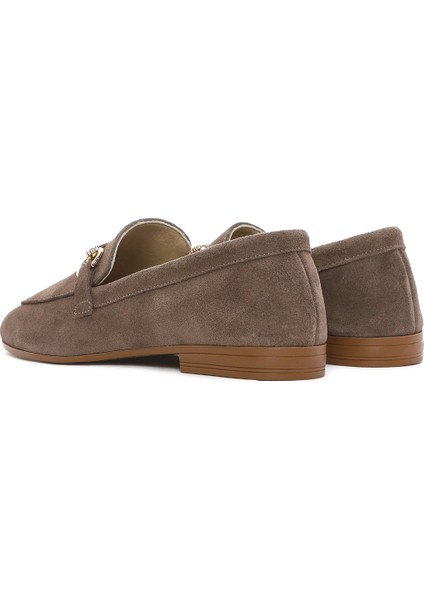 Kadın Vizon Tokalı Süet Deri Loafer 25SFD351610