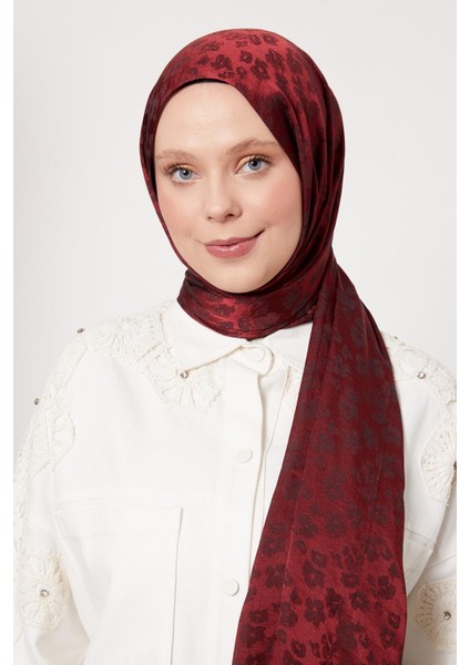 Bordo Leopar Desen İtalyan Jakar Şal modelleri