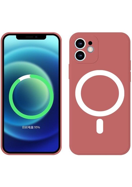 Iphone 12 pro Magsafe Özellikli Lansman Silikon Telefon Kılıfı KIRMIZI