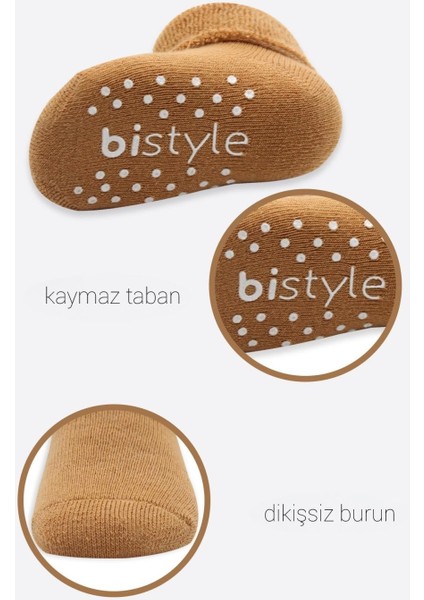 Bistyle Çemberli Kaymaz Havlu Soket Çorap 2'li BS10503 Bej-Hardal fırsatları