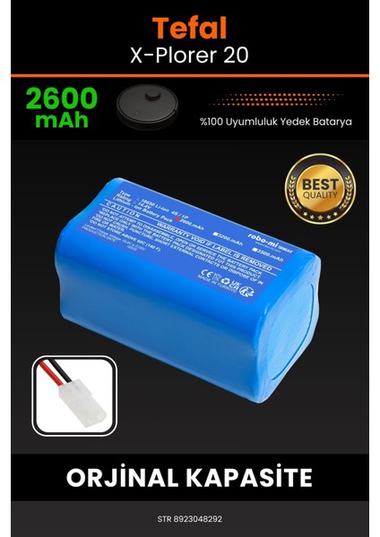 Tefal X-Plorer 20 2600mAh Robot Süpürge Bataryası - Sertifikalı Güvenlik, Gerçek Kapasite