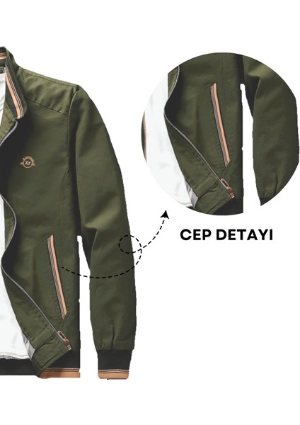 Nakış Armalı Mevsimlik Erkek Mont & Ceket Yeşil indirimleri