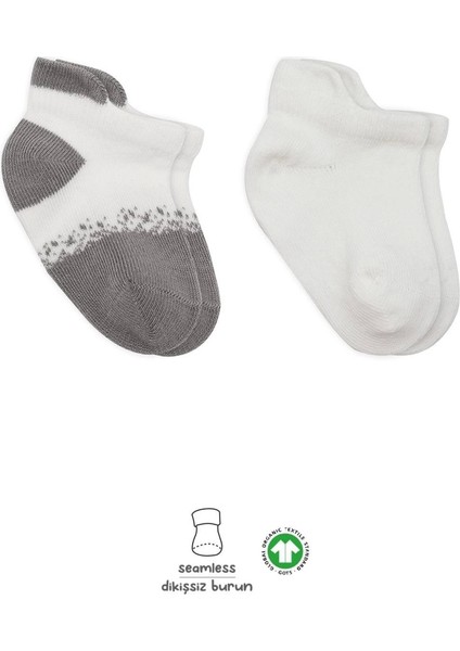 Bistyle 2'li Penye Sneakers Çorap BS20105 Ekru Gri