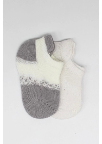 Bistyle 2'li Penye Sneakers Çorap BS20105 Ekru Gri fırsatları
