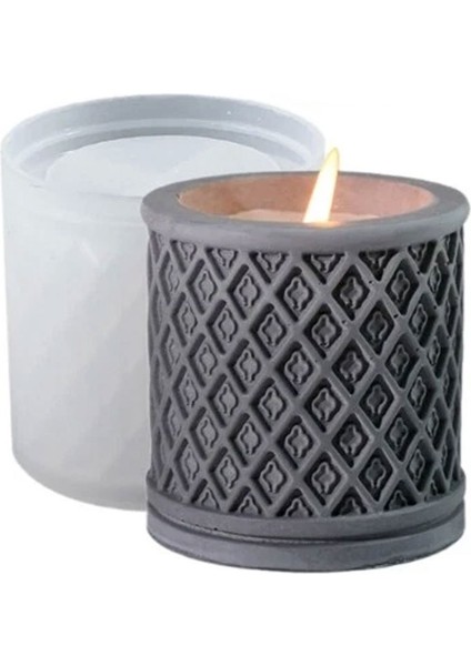 Epoksi Silikon Taş Tozu Geometrik Desenli Mumluk Mücevher Saklama Kutusu Kalıbı