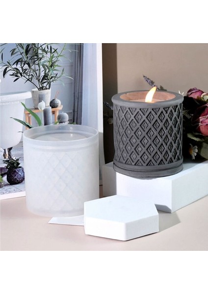 Epoksi Silikon Taş Tozu Geometrik Desenli Mumluk Mücevher Saklama Kutusu Kalıbı fiyatları