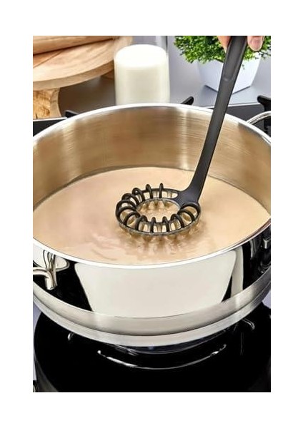 Yanmaz Yapışmaz Yüksek Isıya Dayanıklı Teflon Spiral Çırpıcı - Yumurta Çırpıcı 28 cm