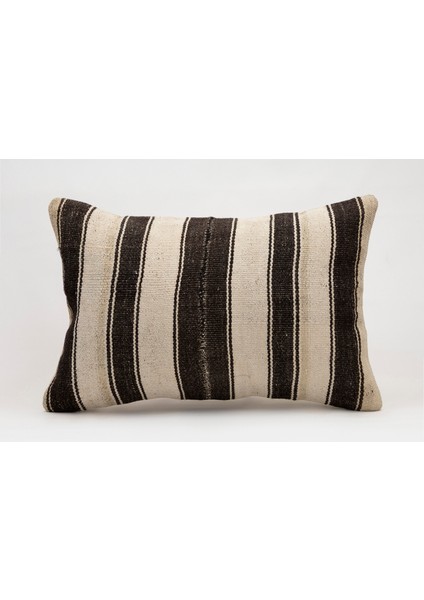 El Yapımı Kilimden Yapılmış Vintage Kırlent Kılıfı, Yün, 40X60 cm