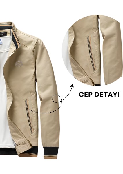 Nakış Armalı Mevsimlik Erkek Mont & Ceket Krem modelleri