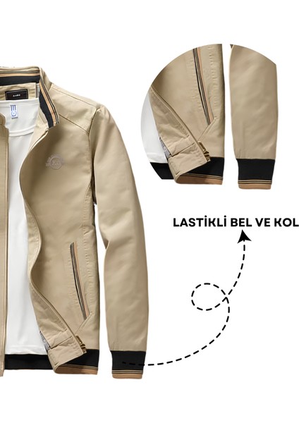 Nakış Armalı Mevsimlik Erkek Mont & Ceket Krem fırsatları