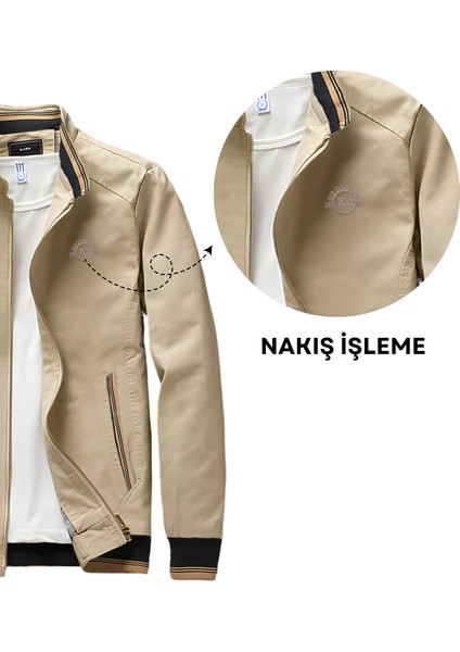Nakış Armalı Mevsimlik Erkek Mont & Ceket Krem indirimleri