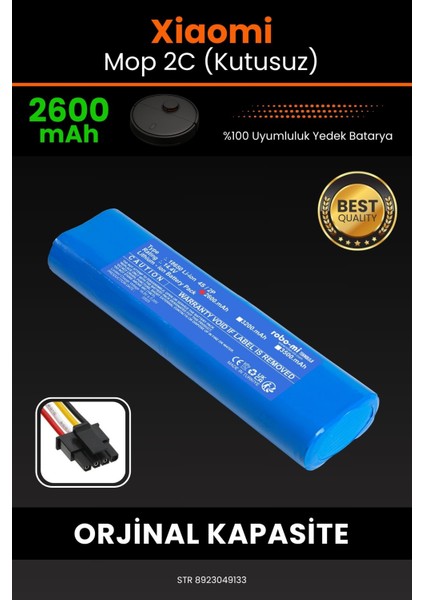 Xiaomi Xiaomi Mi Vacuum Mop 2c (Kutusuz) 2600MAH Robot Süpürge Bataryası