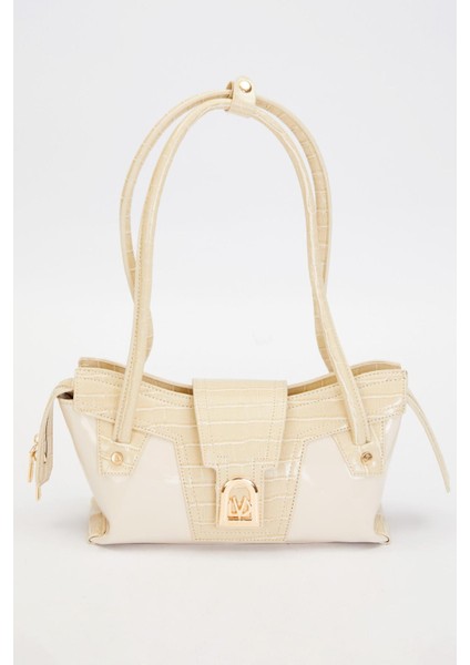 Krem Rugan Baget Omuz Çantası