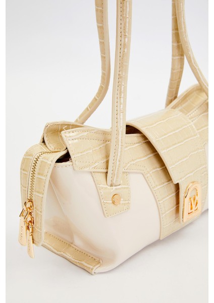 Krem Rugan Baget Omuz Çantası modelleri