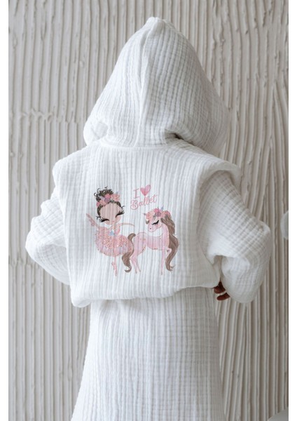 4 Kat Müslin Bornoz - For Baby Serisi - Pembe Tütülü Balerin ve Unicorn fırsatları