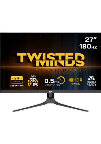 Twısted Mınds 27" TM27QHD180IPS Qhd 2k 180HZ 0,5ms HDMI Dp Hdr Fast IPS Gamıng Monitör