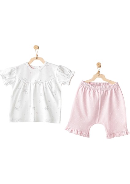 Andywawa AC25631 Cuddly Bunny Bear 2'li Bebe Takım Pink