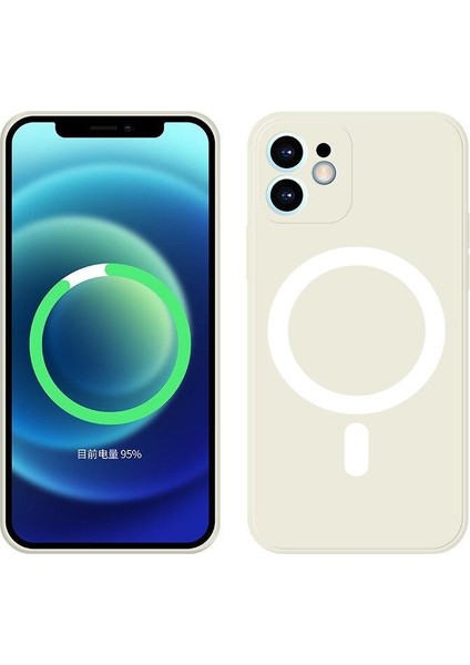 Iphone 12 pro Magsafe Özellikli Lansman Silikon Telefon Kılıfı BEYAZ-
