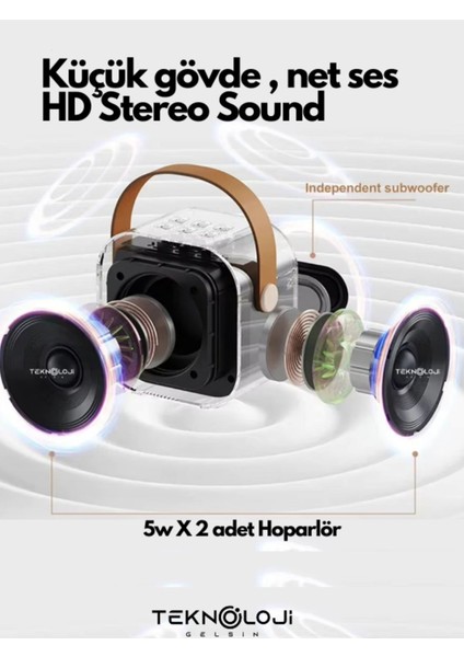 K12 Kablosuz Bluetooth Hoparlör Karaoke Mikrofon 5 Ses Efektli Rgb Hd Stereo ?Es Usb/Sd/Fm modelleri
