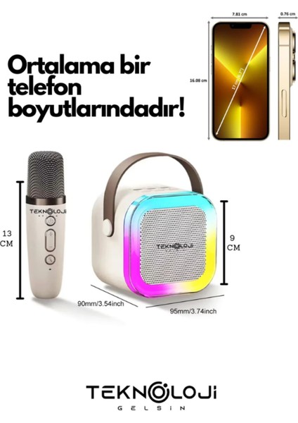 K12 Kablosuz Bluetooth Hoparlör Karaoke Mikrofon 5 Ses Efektli Rgb Hd Stereo ?Es Usb/Sd/Fm