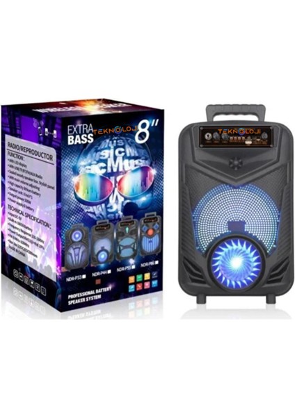 Kablosuz Hoparlör 8 Inç Büyük Boy Bluetooth Speaker Karaoke Mikrofon Işıklı Parti Fmradyo Aux Sd USB fırsatları