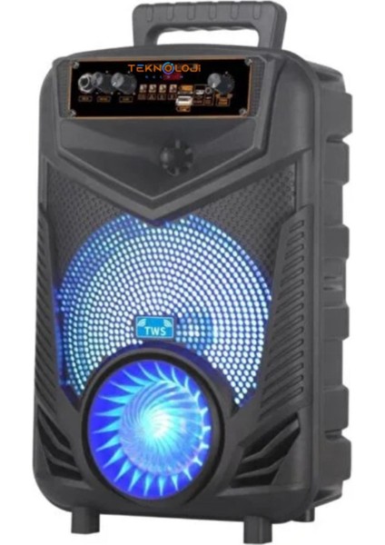 Kablosuz Hoparlör 8 Inç Büyük Boy Bluetooth Speaker Karaoke Mikrofon Işıklı Parti Fmradyo Aux Sd USB indirimleri