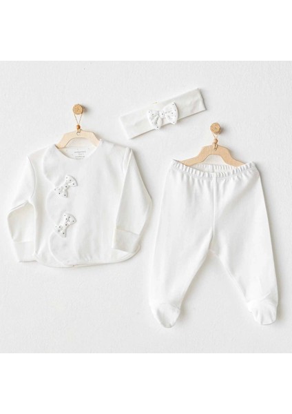 Andywawa AC25824 Chic Girl 3'lü Bebek Zıbın Takım Ekru