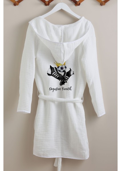 4 Kat Müslin Bornoz - For Baby Serisi - Siyah Beyaz
