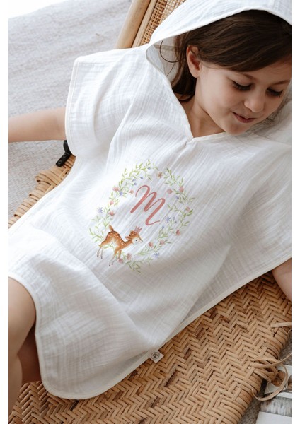 4 Kat Müslin Panço - Harf Serisi - Little Deer - M Harfi