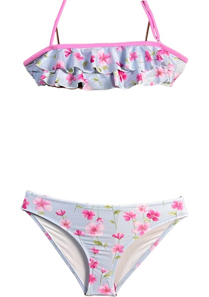 Halter Yaka Sakura Çiçekli 50UV Kız Çocuk Bikini Takımı By Nessi Byrd