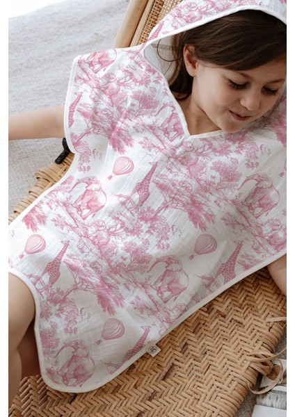 4 Kat Müslin Panço - Pink Toile De Jouy