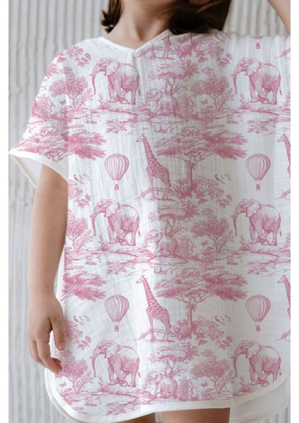 4 Kat Müslin Panço - Pink Toile De Jouy