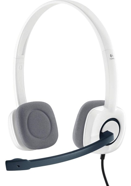 H150 Kablolu Stereo Kulak Üstü Mikrofonlu Kulaklık, Mikrofon ve Ses Çıkışı Için Ayrı Bağlantı, Kablo Üzeri Kontrol Özelliği, Beyaz