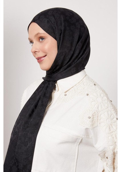 Siyah Leopar Desen İtalyan Jakar Şal