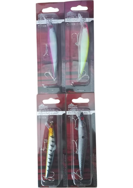 4'lü Set North Pacific Rapala Maket Balık 13 - 8 gr Levrek,uskumru, Palamut , Çinekop ve Tatlı Su