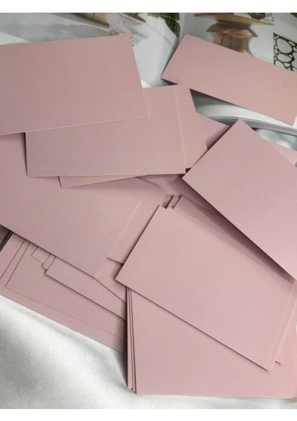 Taraflı Pembe Yazısız Not Kartı Tebrik Kartı Yazı Yazılabilir Girişim Işletme Çift Taraflı Kart 8x5 cm - 20 Adet