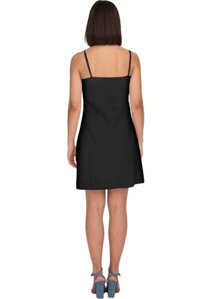 Onlcaro Lınen Blend Short Dress Pnt Kadın Siyah Elbise - 15255185