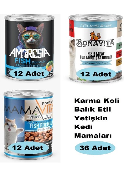 Karma Koli Balık Etli Yetişkin Kedi Maması 36 Adet
