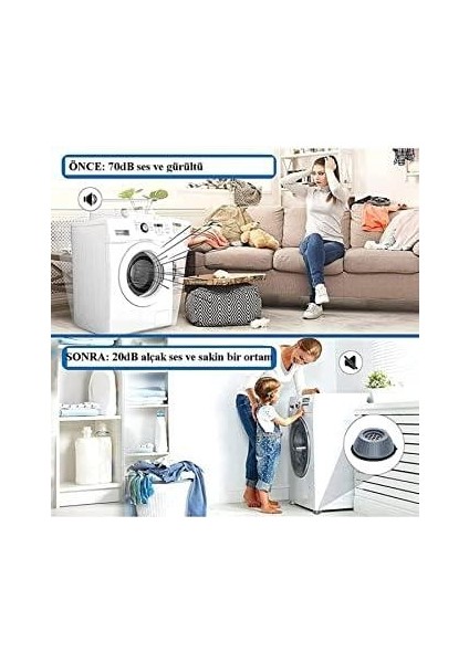 Concept Çamaşır Makinesi Ayağı Titreşim Gürültü Hareket Önleyici Mobilya Yükseltici Ayak (4 Adet)