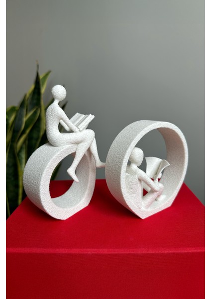 Kitap Okuyan Biblo Seti, Soyut Minimalist Şık Raf Dekorasyonu, 10-11-15CM Bioplastik Süs indirimleri
