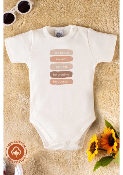 Unisex Bebek %100 Organik Pamuklu Bohem Baskılı 3-6-9-12 Ay 3lü Kısa Kollu Bebek Body Zıbın fırsatları