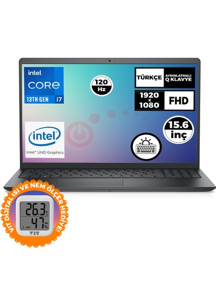 Vostro 3530 I7-1355U 32GB 512GB SSD 15.6" 120Hz W11P Laptop + Vıt Termometre N1601PVNB3530U 027