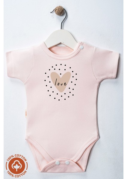Kız Bebek %100 Organik Pamuklu Love Baskılı 3-6-9-12 Ay 3lü Kısa Kollu Bebek Body Zıbın fırsatları