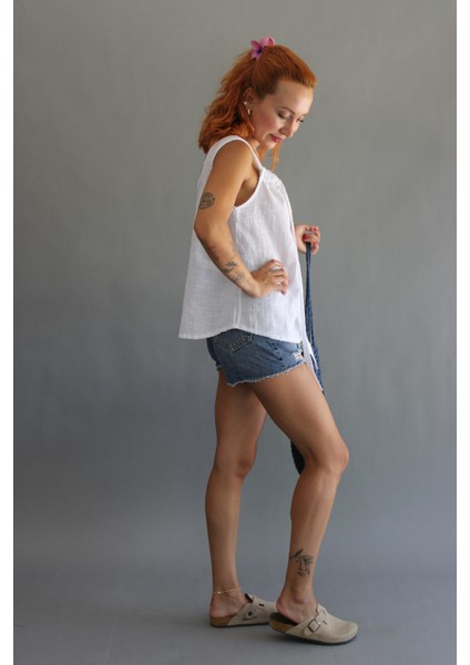 Keten Omuzdan Bağlamalı Bluz modelleri