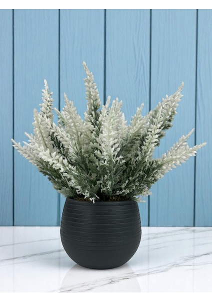 Küçük Yapay Çiçek Lavanta Beyaz 15X18CM Dekoratif Masa Süsü Plastik Mini Saksıda Ev Süsleri