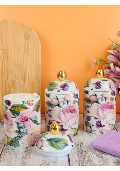 Porselen 3lü Küçük Baharat Takımı Rose Deluxe MİSS-16895-25
