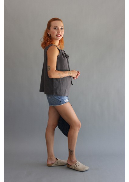 Keten Omuzdan Bağlamalı Bluz modelleri